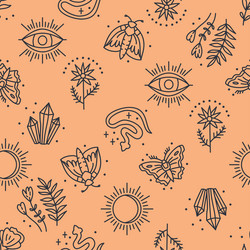 seamless pattern with mystical boho elements vector image
