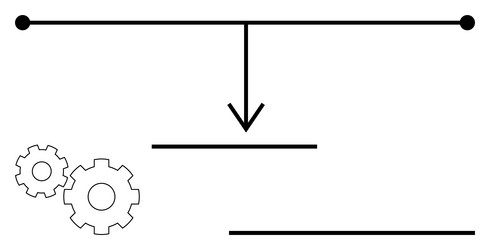 simplified process flow with gears and arrow vector image