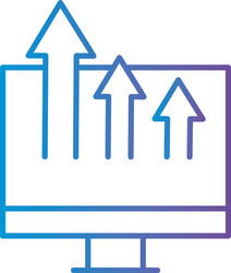 Computer with flow chart gradient style icon vector