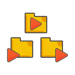 file folder with play button icon vector image