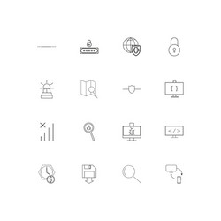 Internet security linear thin icons set outlined vector