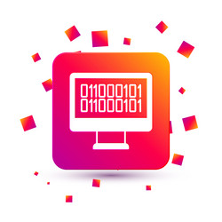 White binary code icon isolated on vector