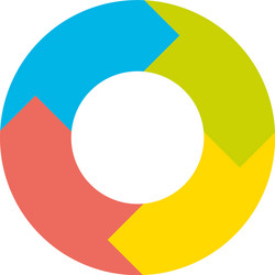 Four colored arrows in circle vector