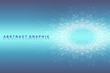 fractal element with connected line and dots vector image