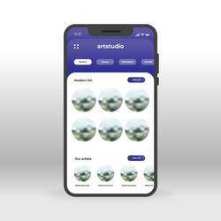 Purple art studio ui ux gui screen for mobile vector
