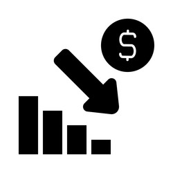 chart with decreasing arrow and dollar sign vector image