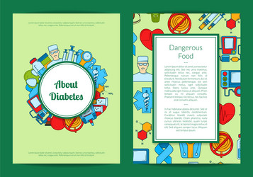 colored diabetes icons card or flyer vector