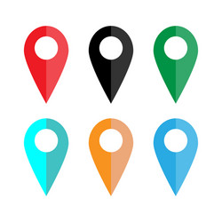 Map pointer icon set gps location symbol flat vector