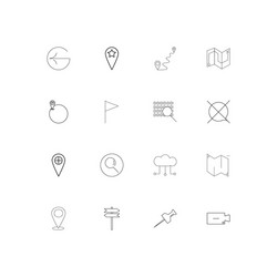 maps and navigation linear thin icons set vector image