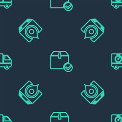 set line package box with check mark location vector image