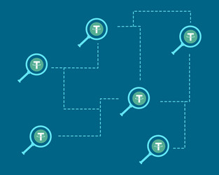 tether cryptocurrency with magnifying background vector image
