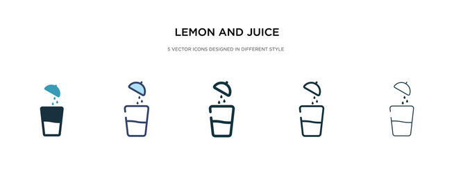 lemon and juice drop out icon in different style vector image