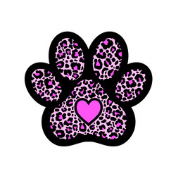 paw print filled with leopard pattern vector image