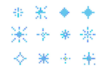 pixel snowflake winter retro pixilated 8 bit game vector image