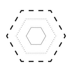 tracing hexagon shape symbol dashed and dotted vector