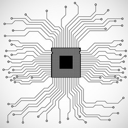 cpu microprocessor microchip circuit board vector image