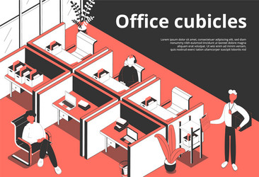 Cubicle office isometric background vector