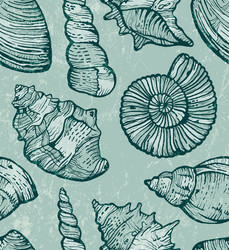 Seamless background outline seashells Royalty Free Vector