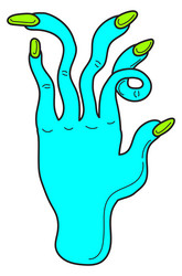 Zombie hand neon green sticker funny art vector