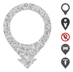 linear map pointer icon mosaic vector image