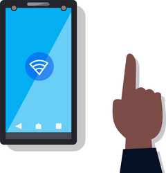 Smartphone with wifi icon and hand vector