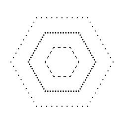 tracing hexagon shape symbol dashed and dotted vector