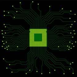 cpu microprocessor microchip circuit board vector image