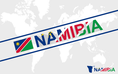 namibia map flag and text vector