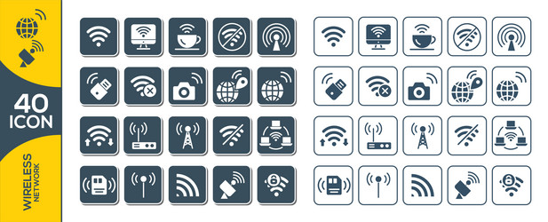 Set of different wireless and wifi icons vector