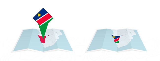 two versions of an namibia folded map one vector image