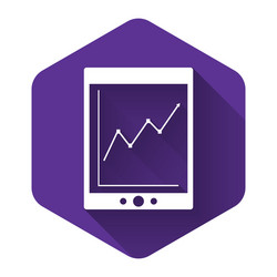 White tablet with statistic graph chart icon vector