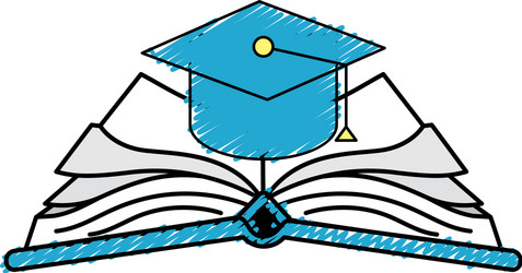 Cap graduation over open book Royalty Free Vector Image