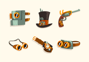 Steampunk fictional objects and mechanism vector