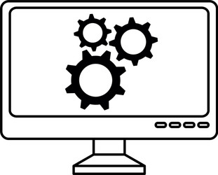 computer display with gears machine vector image