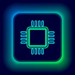 glowing neon line computer processor vector image