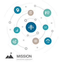 mission colored circle concept with simple icons vector