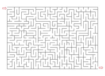 Rectangle labyrinth with entry and exit line maze vector