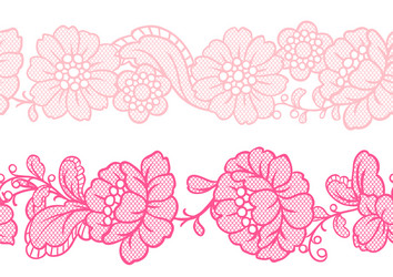 Lace fabric seamless border with abstract flowers Vector Image