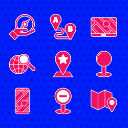 set map pointer with star stop sign folded vector image