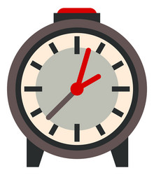 clock icon flat round timepiece with red button vector