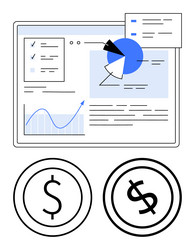financial data analysis with charts graphs vector image