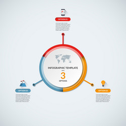 infographic circle diagram template with 3 options vector image