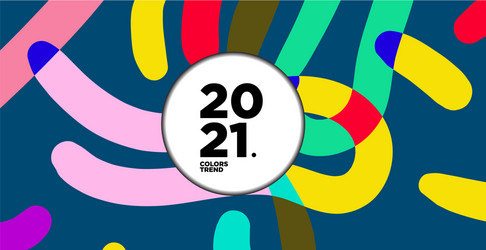 new year 2021 colorful curve and geometric vector image