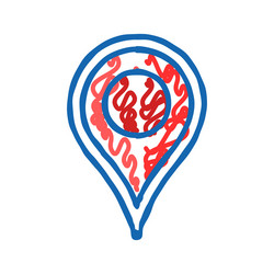 pointer red map location icon doodle vector image