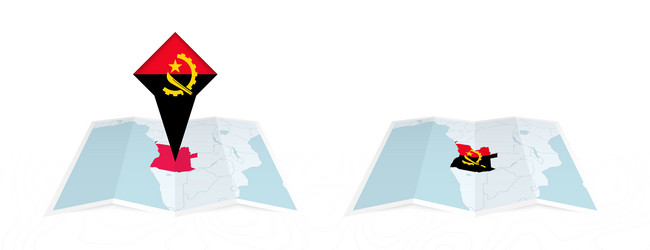 two versions of an angola folded map one vector image