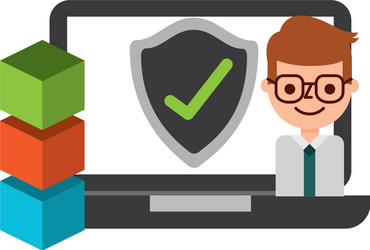 laptop businessman blockchain secure fintech vector image