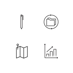 office linear icons set simple outline vector image