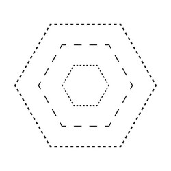 tracing hexagon shape symbol dashed and dotted vector