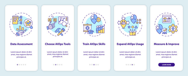 Walkthrough ai ops with line icons concept vector