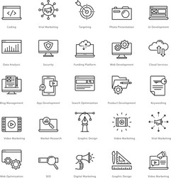Web & SEO Line Icons vector image